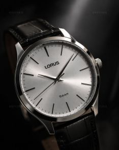 Lorus Mens Steel Black Leather 40mm