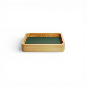 Morelund Small Valet in Natural Wood/Green Leather MO4203