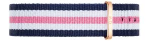 Daniel Wellington Sini-valge-roosa Classic Southampton nailonrihm punakuldse kinnitusega naiste käekelladele