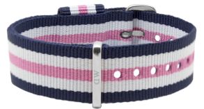 Daniel Wellington Sini-valge-roosa Classic Southampton nailonrihm hõbedase kinnitusega naiste käekelladele