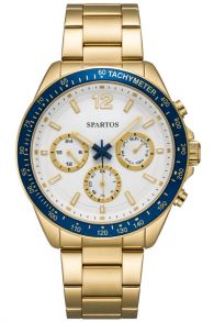 Spartos Mens Classic Golden Chronograph 45mm