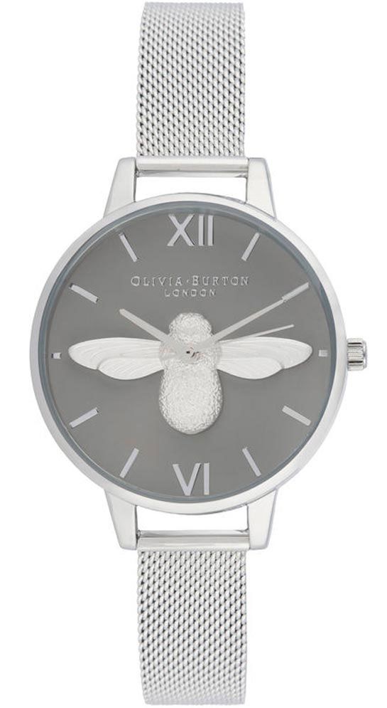 Olivia Burton 3D Bee Demi Grey Dial Silver Mesh OB16AM159