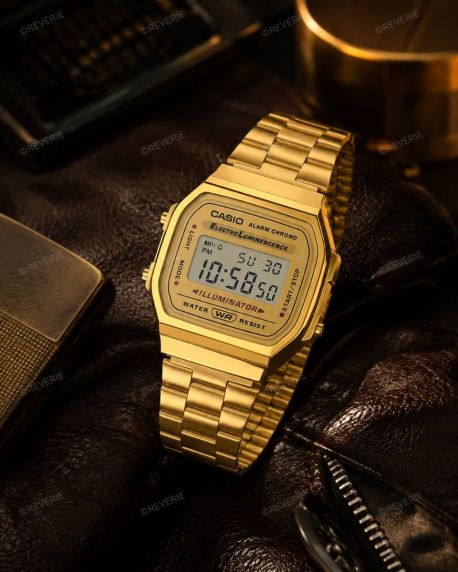 Vintage kuldne digitaalne kell | A168WG-9EF
