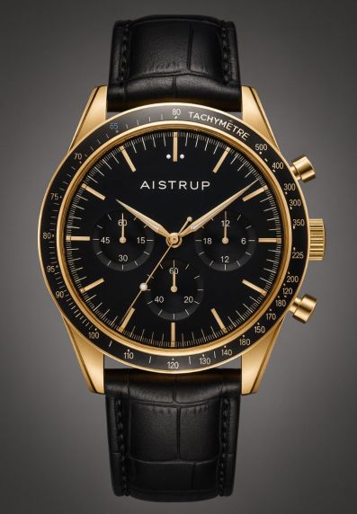Aistrup AIW8701 Classic Sapphire Chronograph meeste käekell musta sihverplaadi ja kulddetailidega | AIW8701