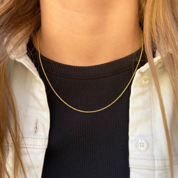 Carrie Taylor 45cm 18K Gold Plated Rope Chain Necklace 1.2mm CTJ54