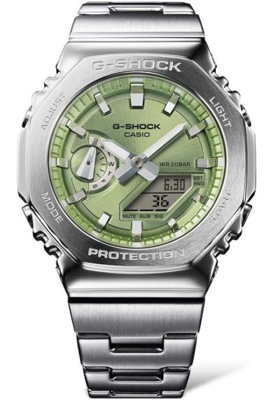 Roheline sihverplaadiga kaheksanurkne G-SHOCK G-Steel kell | GM-2110D-3AER