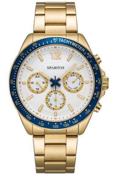 Spartos Mens Classic Golden Chronograph 45mm