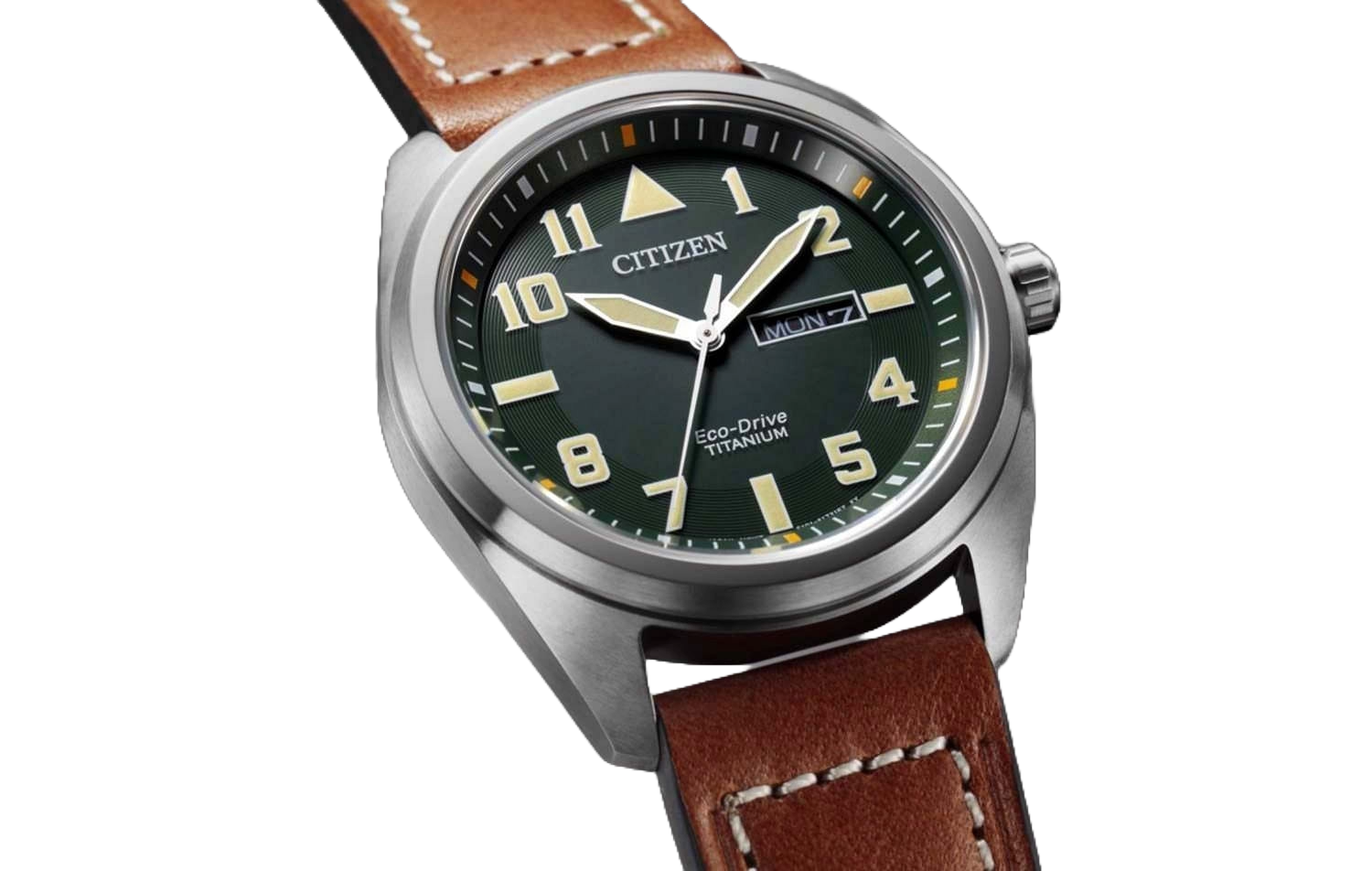 Citizen BM8560-11X kell, roheline kellaplaat ja pruun nahkrihm